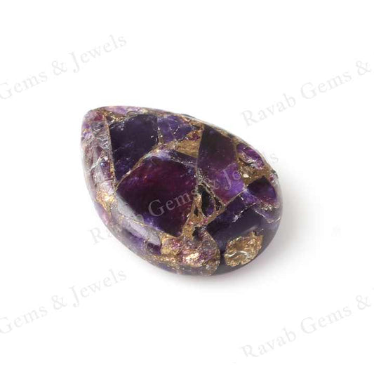 Best Quality 16x22mm Purple Amethyst Smooth Quartz Loose Gemstone Natural Copper Composite Pear Briolette for Jewelry Making
