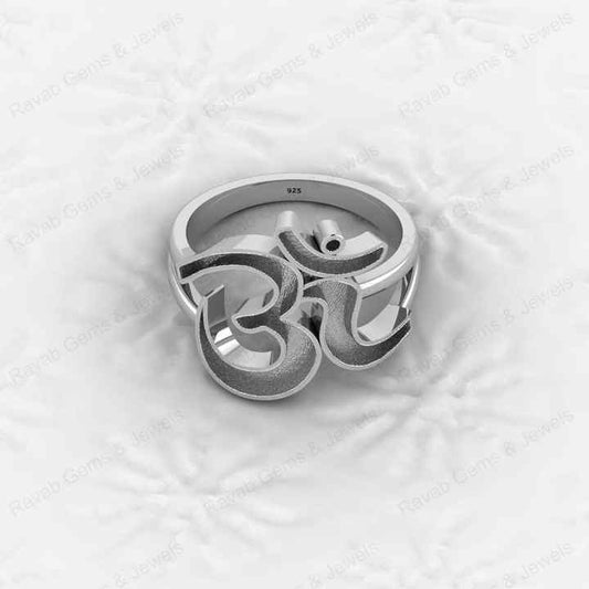 Genuine 925 Silver Indian Lord Shiva Symbol Semi Mount Blank Setting Ring Good for Resin & Ashes Work Keepsake DIY Jewelry