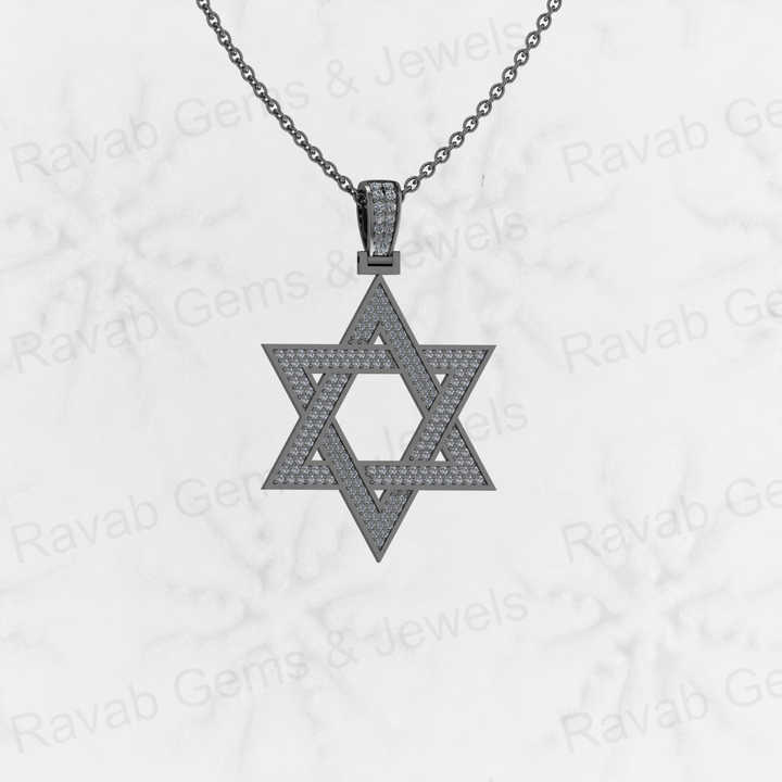 Best Selling 925 Silver 35mm Star David Hip Hop Pendant Necklace Trendy Religious Fine Jewelry for Men with Pave Zircon Charm