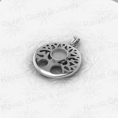 Top Quality 925 Silver 10mm Tree of Life Design Semi Mounting Blank Bezel Charm Pendant Setting for Resin & Ashes Work Jewelry