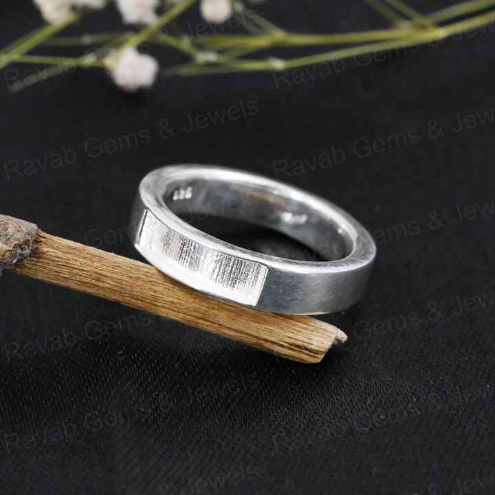 High Quality 925 Silver Rectangle 5mm Wide Inlay Setting DIY Breast Milk Signet Ring Resin Ashes Jewelry Findings Components
