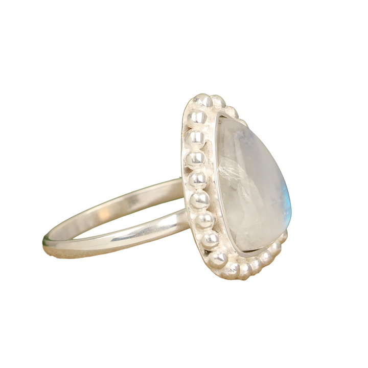 New Arrival Natural Rainbow Moonstone 925 Sterling Silver High Quality Handmade Trillian Shape Designer Ring for Women