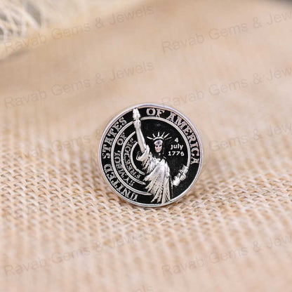 High Quality Genuine 925 Sterling Silver USA Statue of Liberty Personalized Men's Signet Ring Symbol of Freedom Fine Jewelry