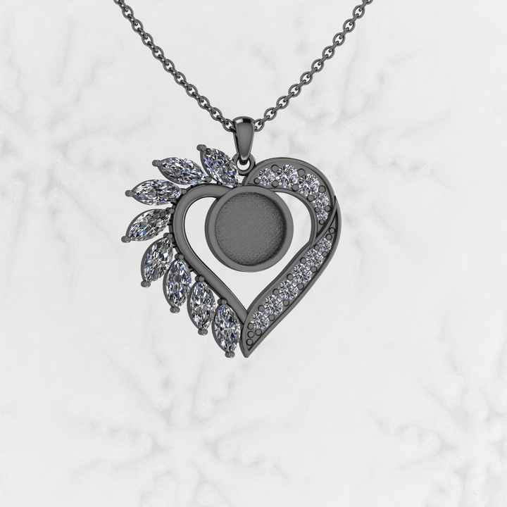 Top Selling Genuine 925 Sterling Silver Gold Plated 25mm Valentine Heart Charm Semi Mount Blank Pendant Setting Keepsake Jewelry