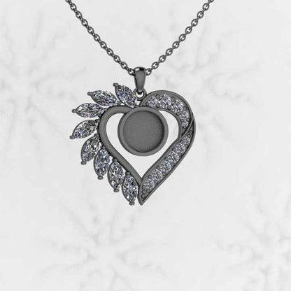 Top Selling Genuine 925 Sterling Silver Gold Plated 25mm Valentine Heart Charm Semi Mount Blank Pendant Setting Keepsake Jewelry