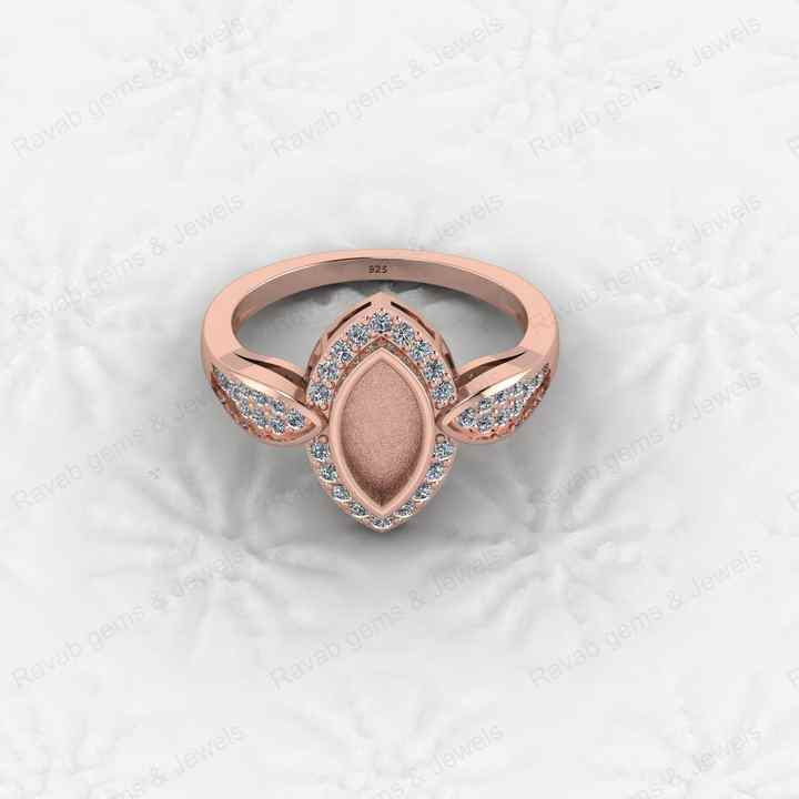 High Quality 925 Sterling Silver 5x10mm Marquise CZ Semi Mount Blank Setting Ring Good Ashes Resin Jewelry Findings Components