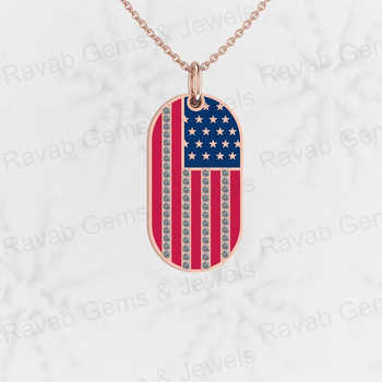 Top Trending 925 Sterling Silver USA American Flag Pendant Necklace Customized Genuine CZ Diamond Enamel Fine Pendants Charms