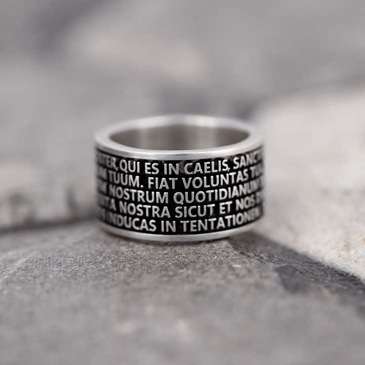 Top Selling Handmade 925 Silver Wide Band Spiritual Catholic Prayer Cross Christ Embossed Men's Ring Christian Fine Jewelry