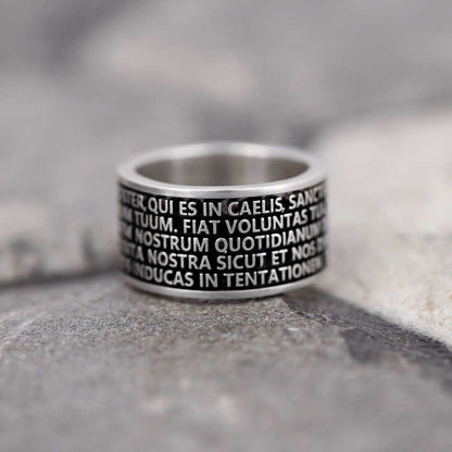 Top Selling Handmade 925 Silver Wide Band Spiritual Catholic Prayer Cross Christ Embossed Men's Ring Christian Fine Jewelry