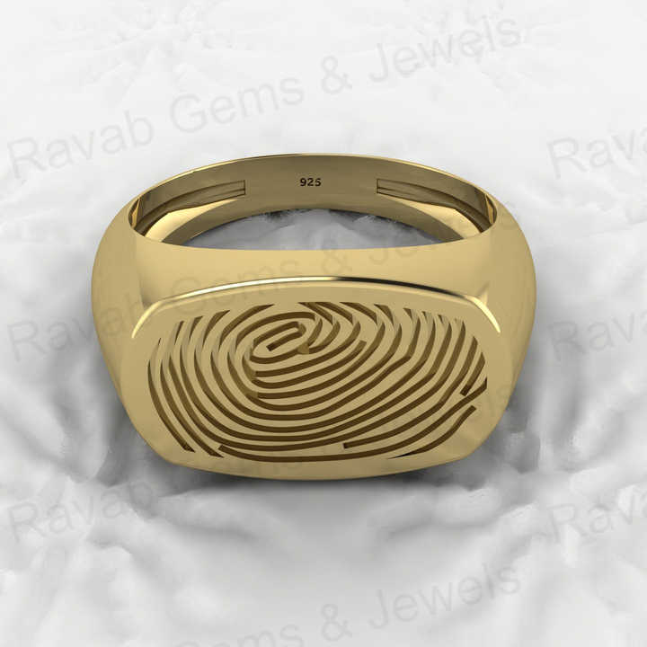Hot Selling 925 Genuine Sterling Silver Octagon Cushion Thumbnail Print Signet Personalized Designer Jewelry Men Fine Rings