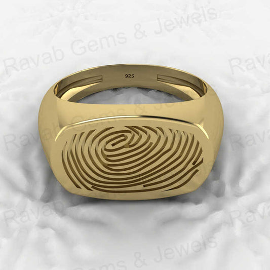 Hot Selling 925 Genuine Sterling Silver Octagon Cushion Thumbnail Print Signet Personalized Designer Jewelry Men Fine Rings