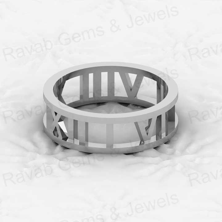 Top Selling Solid 925 Silver Gold Vermeil 6mm Text & Date History Symbolic Roman Numeral Eternity Band Men's Ring Fine Jewelry