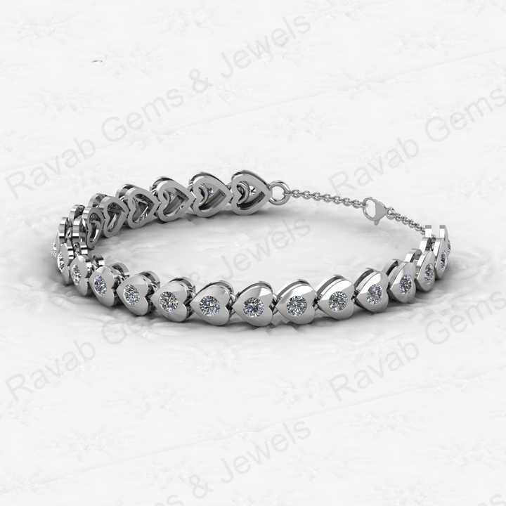 Best Quality Solid 925 Sterling Silver 18K Gold Plated Heart Beaded Link Chain CZ Prong Setting Bracelet for Girls & Women