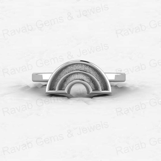Solid 925 Sterling Silver Arch Rainbow Semi Mount Blank Setting Wedding Ring Good for Ashes & Resin Work Breastmilk Jewelry