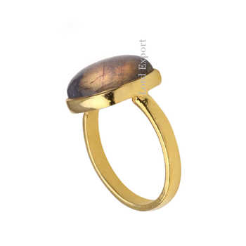 Wholesale Natural Labradorite Gemstone Statement Ring Solid Sterling Silver With Gold Plating Elegant Indian Jewelry Low Price