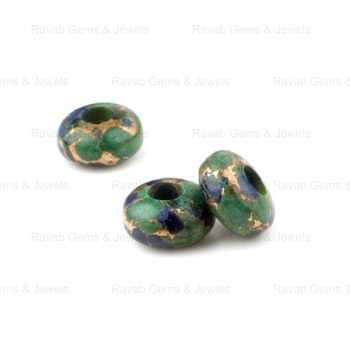Best Selling High Polished Azurite Copper Composite 14x8mm Smooth Rondelle 5mm Big Hole Briolette Stone Beads for Jewelry Making