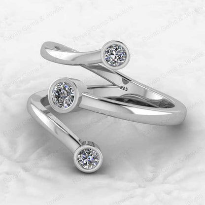 Best Selling Solid 925 Sterling Silver Gold Vermeil 3 Band Circle Twisted Eternity Adjustable Open Band Women Ring Fine Jewelry