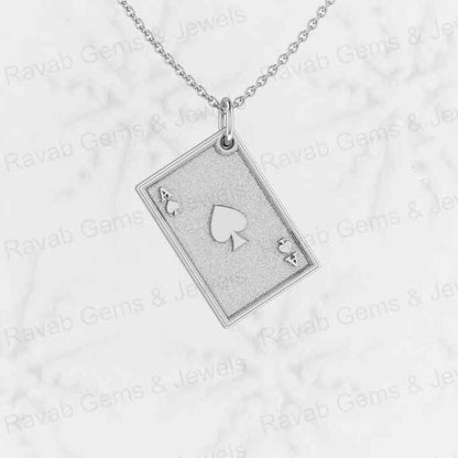 New Arrival Solid 925 Sterling Silver Ace of Spades Poker Pendant for Men Playing Card Lover Necklace Personalized Fine Jewelry