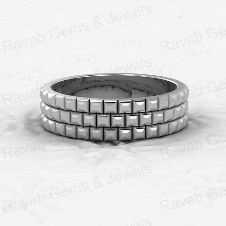 Best Selling Genuine 925 Sterling Silver Gold Vermeil Wedding Band Brick Pattern 5mm Eternity Wide Band Men's Ring Fine Jewelry