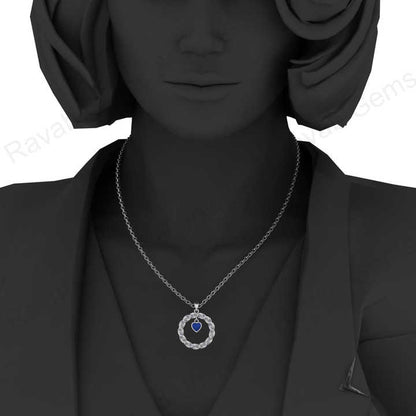 Best Selling 925 Silver Fine Jewelry Lapis Lazuli CZ Twisted Circle Rope Dainty Pendant Necklace Valentine's Day Gift for Women