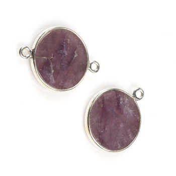 Best Selling 14K Gold Plated 12mm Natural Lapidolite Gemstone Sterling Silver Link Charm Connector Pendant Fine Pendants Charms