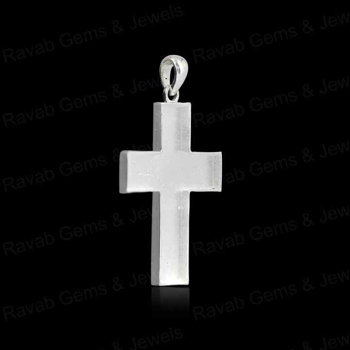 High Quality 925 Silver 20x38mm Cross Jesus Bezel Base Charm Pendant Setting Breast Milk Resin Ashes DIY Jewelry Components