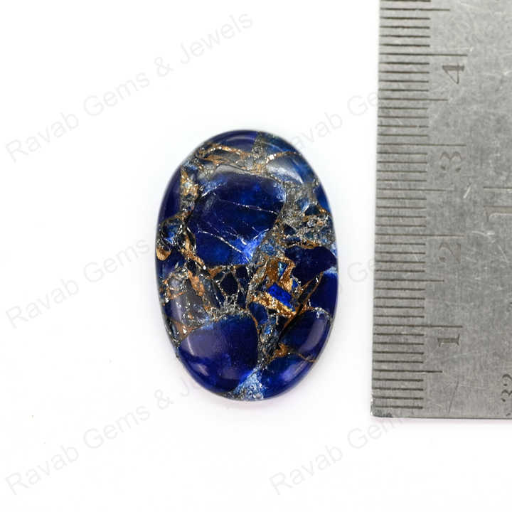Best Selling 20x30mm Mohave Sapphire Composite Copper Cabochons High-Polished Quartz Gemstone Smooth Oval Shape Jewelry Making