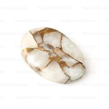 Oval Shape Flatback Large Cabochon Natural Polished 20x30mm Smooth White Calcite Copper Jewelry Making Loose Gemstone