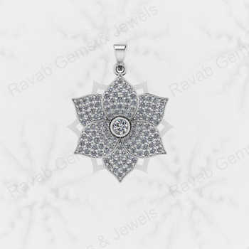 High Quality Solid 925 Sterling Silver Attractive Flower Design Front Open Circling CZ Micro Pave Fine Pendants Charms Pendant