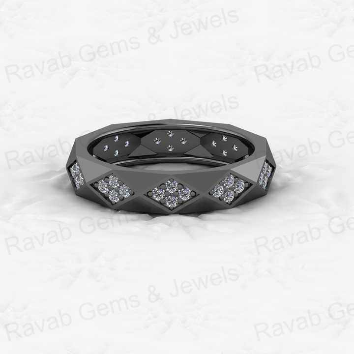 Best Selling 925 Sterling Silver Gold Vermeil CZ Round Brilliant Cut Geometric Rhombus Eternity Band Wedding Ring Fine Jewelry