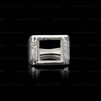 Top Selling 925 Solid Silver Mens Ring 10x12mm Crown Rectangle Zircon Semi Mount Blank Bezel Setting Custom Jewelry