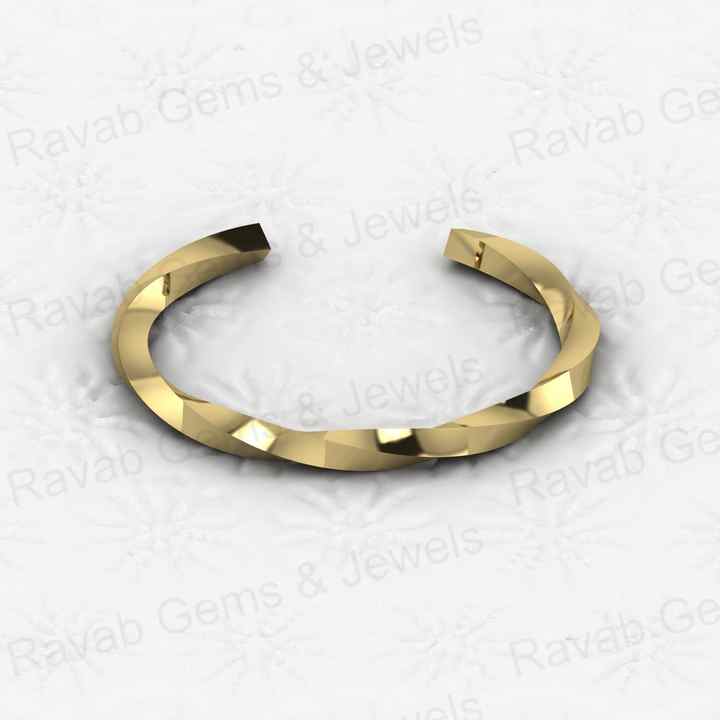 Top Selling 925 Sterling Silver 18k Gold Plated Attractive Twisted Band Concave Rhombus CZ Diamond Bangle for Men's Jewelry