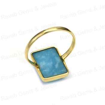 Handmade 18K Gold Plated Silver Dainty Rectangle Ring for Her 12x16mm Natural Smithsonite Gemstone Bezel Latest Fine Rings