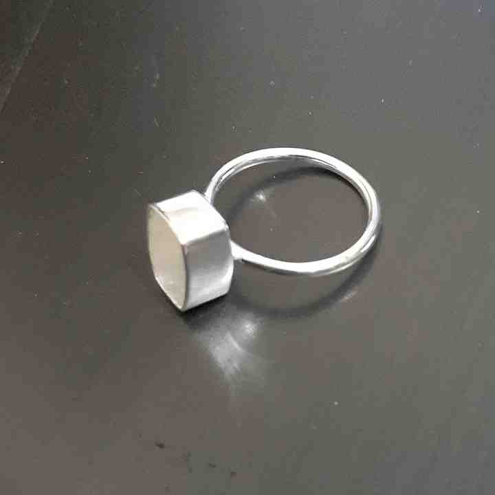 Genuine Solid 925 Sterling Silver Octagon 6x10MM Round Bezel Setting Semi-Mount Blank Setting Simple Band Fine Ring For Women