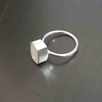 Genuine Solid 925 Sterling Silver Octagon 6x10MM Round Bezel Setting Semi-Mount Blank Setting Simple Band Fine Ring For Women