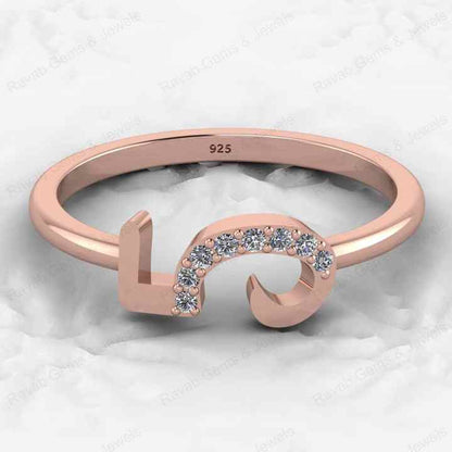 Best Selling Genuine 925 Silver Gold Vermeil CZ Initial 5 Lucky Number Eternity Band Personalized Women Ring Fine Jewelry