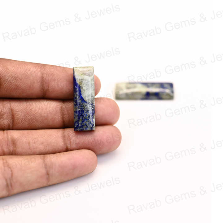 Best Selling 6x18mm Lapis Lazuli Composite Copper Cabochons High-Polished Gemstone Smooth Rectangle Shape for Jewelry Making