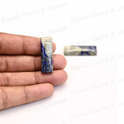 Best Selling 6x18mm Lapis Lazuli Composite Copper Cabochons High-Polished Gemstone Smooth Rectangle Shape for Jewelry Making