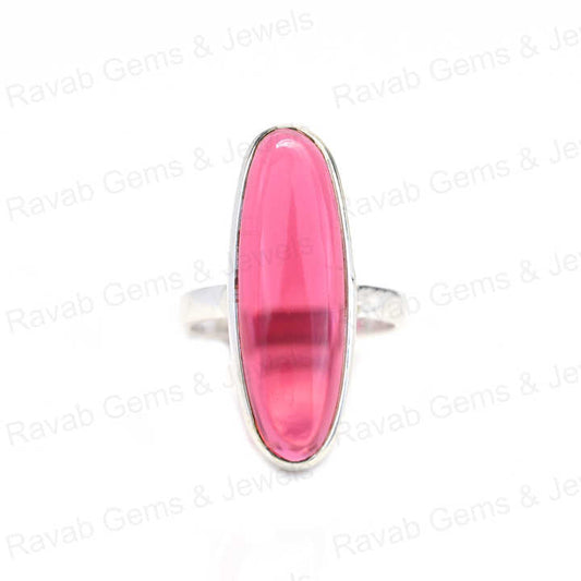 Top Selling 925 Sterling Silver Women's Fine Handmade Ring Pink Tourmaline Hydro 10x30mm Long Oval Bezel Setting