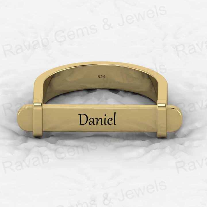 Top Selling Men's Fine Ring 925 Genuine Sterling Silver Gold Vermeil Engravable Script Bar Personalized Eternity Band Jewelry