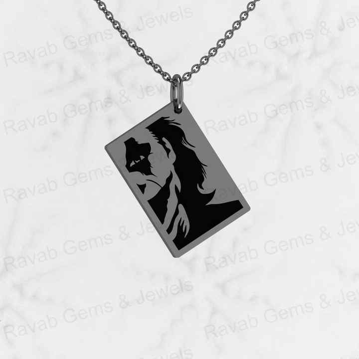 Best Quality Solid 925 Sterling Silver Half Face Georgian Cloisonne Enamel Joker Pendant for Men's Fine Handmade Jewelry