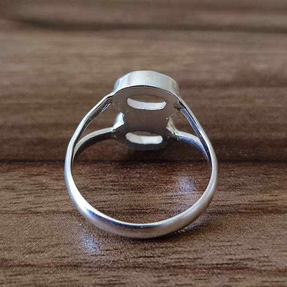 Genuine Solid 925 Sterling Silver Oval Cup 6x8MM Round Bezel Setting Semi-Mount Blank Setting Simple Band Fine Ring For Women