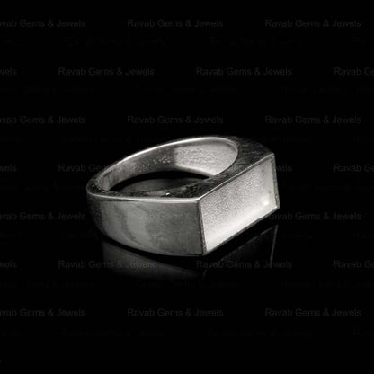 Top Selling Solid 925 Silver 7x14mm Rectangle Semi Mount Blank Bezel Setting Men's Ring Good for Gemstone & Resin Ashes Jewelry