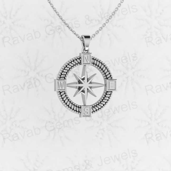 Top Quality Genuine 925 Sterling Silver Directions Star Compass 25mm Circle Pendant for Boys & Fine Jewelry Pendants & Charms