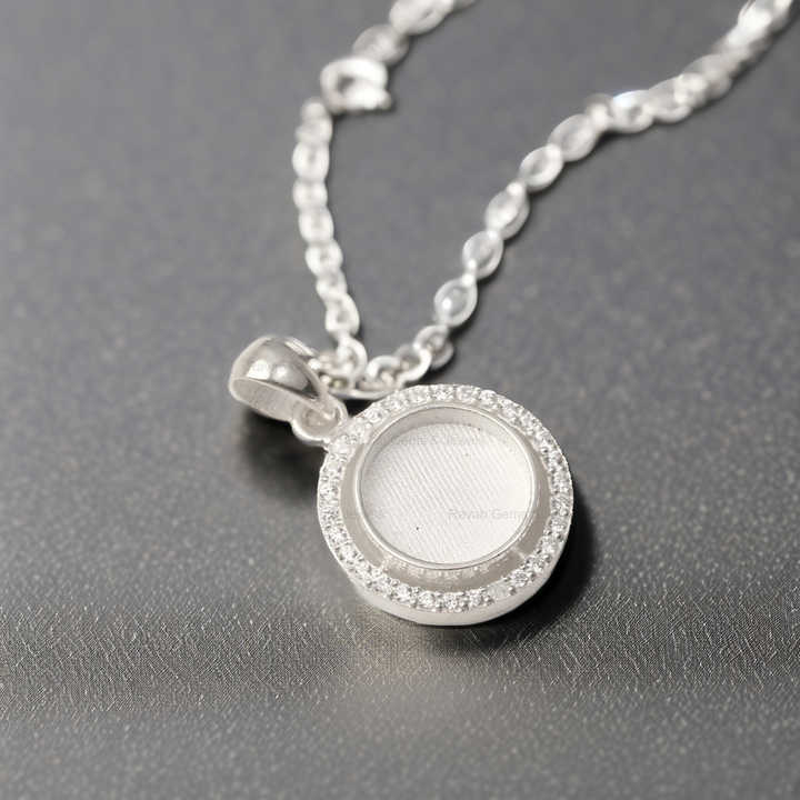 Hot Selling 925 Sterling Silver 10mm Round Semi Mount CZ Pendant Empty Support Base Holder Without Stone For DIY Craft Jewelry
