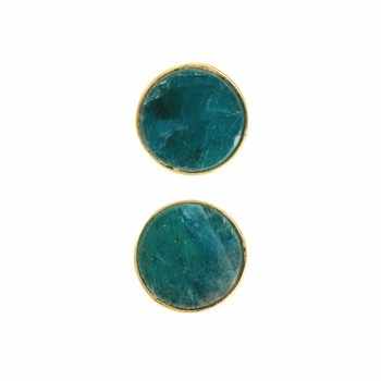 Best Quality Solid 925 Sterling Silver 18k Gold Plated Neon Apatite Round 9mm Round Stud Earring for Women Handmade Jewelry