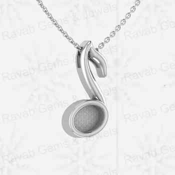 Genuine 925 Silver 6x8mm Musical Notes Design Semi Mounting Charm Pendant Resin Ashes Work Jewelry Findings & Components