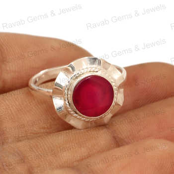 Superb Quality Handmade 10mm Ruby Quartz Ring Solid 925 Sterling Silver Twisted Bezel Setting Hammered Finish Unisex Parties
