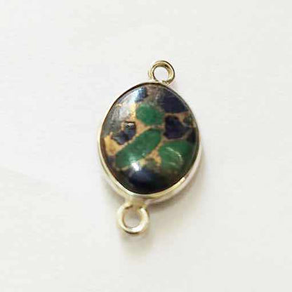 Green Copper Turquoise 12x16mm Oval Bezel Setting Solid 925 Sterling Silver Charm Connector Making For Necklace Fine Jewelry