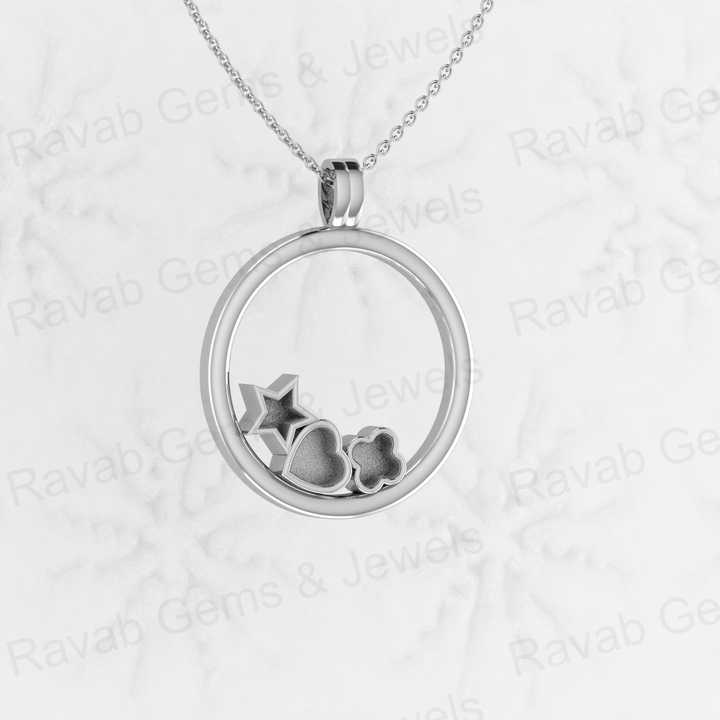 925 Sterling Silver 30mm Circle With Star Heart Clover Semi Mount Blank Pendant Resin Ashes Necklace Work Jewelry Findings Charm